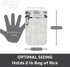 Oggi Medium-Sized Clear Canister with Clamp Lid, 61 oz - Large Airtight Food Storage Container, for Kitchen & Pantry Storage of Bulk, Dry Foods, Pasta, Flour, Sugar, Coffee, Rice, Tea, Spices & Herbs