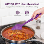 U-Taste Silicone Baking Spatula Set: 480ºF High Heat Resistant, Food Grade Flexible Rubber Kitchen Cooking Mixing Scraper, Food Grade Seamless Utensil for Nonstick Cookware Set of 3 (Purple)