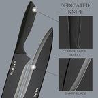 Kitchen knife set with Magnetic knife holder, 15 pieces high carbon stainless steel sharp kitchen knife set including chef's knife, bread knife, serrated steak knife set