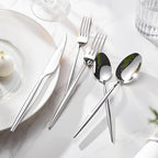 KINGSTONE Silverware Set, 30-Piece Flatware Set Cutlery Set Premium 18/10 Stainless Steel, Tableware Include Forks Knives Spoons for Home Kitchen Restaurant Wedding, Dishwasher Safe