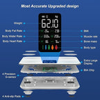 Healthkeep Body Fat Scale with Large VA Display, 15 Body Datas with Heart Rate, Smart Weight Scale Compatible with iOS & Android, Max 400lbs/180kg, 28cm, White