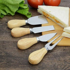 16 Pcs Mini Cheese Knife Set with Oak Handle - Stainless Steel Charcuterie Knife Set Including Cheese Fork, Slicer - Perfect for Charcuterie Boards