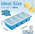 Silicone Freezer Tray with Lid Soup Freezer Container Molds with Steel Reinforced Rim for Freezing Soup Sauce Broth Leftovers large Ice Cube Molds Oven Dishwasher Safe Ice Trays for Freezer with Bin