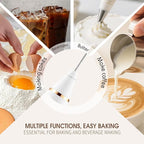 DSP Milk Frother Handheld Rechargeable, Frother for Coffee, Drink Mixer with 3 Speeds 10200RPM, Kitchen Powerful Frother Wand, Suitable for Stirring Eggs, Milk, Juice, Milk Powder (Snow White)