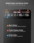 GoveeLife Bluetooth Wireless Meat Thermometer with 4 Probes, WiFi Unlimited Range, ±1.8℉ Accuracy, IP68 Waterproof Real Time Monitoring Digital Food Thermometer for Kitchen, BBQ, Grill, Oven, Smoker