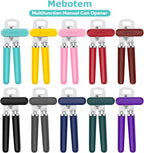 10 Colors Can Opener Manual Handheld Heavy Duty Hand Can Opener Smooth Edge Stainless Steel Can Openers Top Lid Kitchen Gadgets, Best Large Rated Easy Turn Knob, with Bottle Opener, Gray