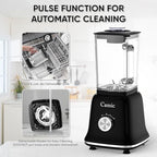 Glass Blenders for Kitchen with 750W, 54Oz. Countertop Blender Glass Jar Food Processor Combo, BPA-Free Blender for Smoothies, Ice Crush,Nuts, Frozen Drinks and Fruits (Black)