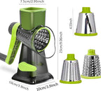 Cheese Grater Rotary Cheese Grater,Versatile Cheese Shredder,Blades for Shredding, Grating, Slicing,Cheese Shredder with Suction Base and Cleaning Brush Kitchen Gift (green)
