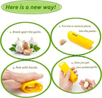 Garlic Press Rocker & Silicone Peeler, Stainless Steel Garlic Mincer, Herb Stripper & Leaf Zipper