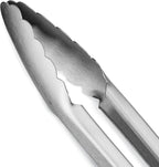 304 Stainless Steel Kitchen Cooking Tongs, 12" and 14" Set of 2 Sturdy Grilling Barbeque Brushed Locking Food Tongs with Ergonomic Grip, Green