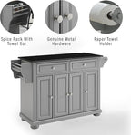 Crosley Furniture Alexandria Granite Top Rolling Kitchen Island Storage Cart, Microwave Stand, Spice Rack, Gray