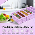 2-Pack Silicone Freezer Trays with Lid, 2 Large 2-Cup(500ml) & 6 Small 1/2-Cup(125ml) Soup Freezer Container Molds, Ice Cube Tray For Meal Prep & Freezing Soup, Stews, Sauces, Oven & Dishwasher-Safe
