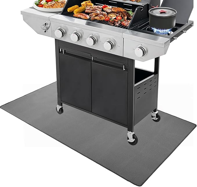 BBQ Grill Mat for Outdoor Grill, 50 x 38 inches Heavy Duty Thickened Under Grill Mats, Oil-Proof Waterproof Floor Protector for Deck and Patio
