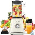 Glass Blenders for Kitchen with 750W, 54Oz. Countertop Blender Glass Jar Food Processor Combo, BPA-Free Blender for Smoothies, Ice Crush,Nuts, Frozen Drinks and Fruits(White)