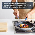 Misen Fish Silicone Spatula - Slotted Turner for Cooking - Perfect for Frying - Heat Resistant - Dishwasher Safe -1mm Thick Flexible Flipper - Soft Silicone Grip Handle for Easy Use