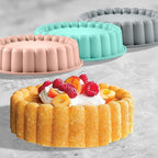 10 Inch Silicone Bundt Cake With 8 Inch Pan Set (2 Pack) - Nonstick Baking Mold for Pound Cake, Jello, Bread & Brownies, Dishwasher Safe, Pink