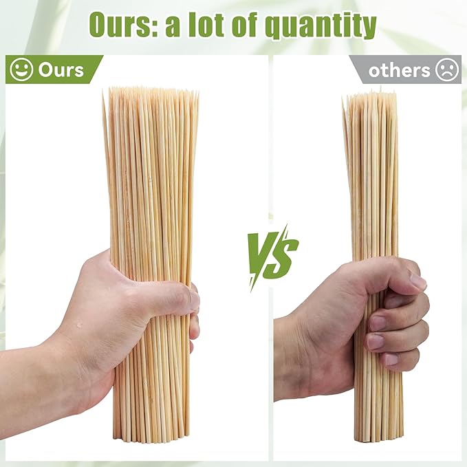 200PCS 12 inch Bamboo Skewers for BBQ,Appetizer,Kabob,Fruit,Cocktail,Chocolate Fountain,Grilling,Kitchen, Crafting and Party. More Size Choices 6"/8"/10"/12"/36"