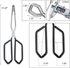 MSY BIGSUNNY Stainless Steel Scissor Tongs Heavy Duty Cooking Tongs with Soft Handles (2, black 11" +11")