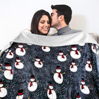 PAVILIA Premium Christmas Sherpa Throw Blanket | Snowman Decoration, Fleece, Plush, Warm, Cozy Reversible Microfiber Holiday Blanket 60x80