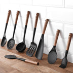 Silicone Head Scraping Spatula with Wooden Handle: Multi-Purpose Cooking Tool for Spreading, Baking and Mixing, Heat Resistant Cookware, Protects Surfaces with Gentle Head Design