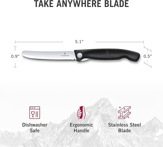 Victorinox Swiss Classic Foldable Paring Knife, Straight Edge Black 4.3 in