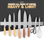 Ninonly 24 Inch Magnetic Knife Holder for Refrigerator, Stainless Steel Double Sided Magnet Knife Strip for Wall, No Drilling Magnetic Knife Rack with Powerful Magnetic Pull Force Fridge Applicable