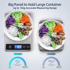 Large Digital Kitchen Scale, Drcowu 15kg Food Kitchen Scales for Baking, Cooking, Keto and Meal Prep, Food Weight Scale with 1g Accuracy and LCD Display, Easy to Read, Grams and Oz (Silver)