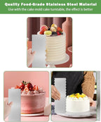 3PCS Stainless Steel Cake Scraper Set, Icing Scraper & Icing Smoother for Cake Decorating, Frosting Scraper Tools, Alisador de Pasteles for Buttercream & Baking