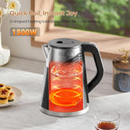 OLEGA Electric Kettle: 1500W 1.8L Electric Kettles for Boiling Water, BPA-Free Stainless Steel Electric Hot Water Kettle Auto Shut Off Water Boiler Tea Kettle Teapot for Tea Coffee Black