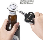 Beneno Wine Opener with Stainless Steel Wine Foil Cutter - Bottle Top Seal Cutter, Zinc Alloy Premium Wing Corkscrew with Multifunctional Bottles Opener, Upgrade Black Set