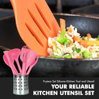 Chef Craft - Premium Silicone Kitchen Tools and Utensils Set, Non-Scratch, Withstands Temperatures up to 450°F, BPA-Free, 9 Piece Cooking Utensils Set, Pink