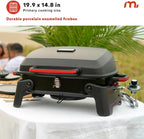 Megamaster 820-0065C 1 Burner Portable Gas Grill for Camping, Outdoor Cooking , Outdoor Kitchen, Patio, Garden, Barbecue with Two Foldable legs, Red + Black