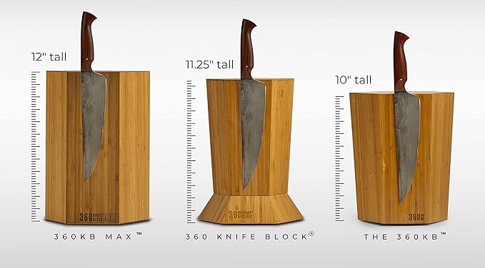 360KB MAX ™ (Bubinga Pomele - Limited Edition 2023) magnetic rotating knife block - w/top slots, capaciy for 20+ knives - largest in the 360 Knife Block ® family.