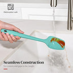 600ºF Heat Resistant Spatulas, High Heat Food Safe Semless Kitchen Silicone Spoon Spoonula Scraper Set for Cooking Baking Mixing Scraping Stirring Nonstick Cookware Pan Bowl (3Pcs,Aqua Sky)