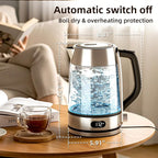 Kndko Electric Kettle,Temperature Adjustmenet, Stainless Steel Filter and Cover,1.7L Tea Kettle & Hot Water Boiler For Coffee & Tea, Automatic Shut Off,1500W, Black and Silver