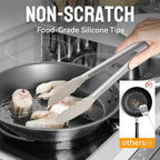 HOTEC Premium Stainless Steel Locking Kitchen Tongs with Silicon Tips, Set of 2-9" and 12",Khaki