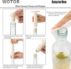 WOTOR Wine Saver Vacuum Pump with 20 Stoppers, Wine Stopper & Preserver, Reusable Bottle Sealer Keeps Fresh, Ideal Accessories Gift, Flat Handle (Cream)