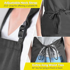 ROTANET Extra Large Apron for Men Adjustable Bib Aprons with 2 Pockets Cooking Kitchen Women Chef Water & Oil Resistant