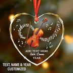 Personalized Cello Xmas Glass Ornament with Text Name & Year, Customized Cello Music Instrument Christmas Ornaments, Cellist Ornament Christmas 2025, Gift for Men Women Musician Teacher