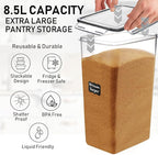 WHITE FEATHER SUPPLIES 2 PC [8.5L / 287 Oz] Extra Large Airtight Food Storage Containers with Lids - BPA Free Kitchen and Pantry Organization Containers for Baking Supplies, Cereal, Flour, Sugar, Rice