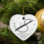 Personalized Flute Player Ceramic Ornament with Text Name & Year, Custom Flutist Christmas Tree Ornament, Flute Musical Instrument Xmas Ornaments 2025, Gift for Music Lover Student Friend
