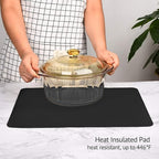 Gartful Silicone Mats for Kitchen Counter, Thicker 0.06", 25 x 17 inches Multipurpose Table Mat, Silicone Pad Desk Work Mat, Nonstick Nonskid Heat-Resistant Pad, Placemat, Black, 2PCS