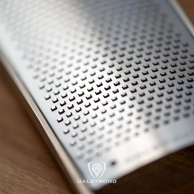 Dalstrong Professional Wide Cheese Grater - Fine - #304 Stainless Steel Blade - G10 Handle Kitchen Shredder - w/Blade Guard - Hard Cheese, Parmesan, Spices, Carrot, Garlic, Ginger - NSF Certified