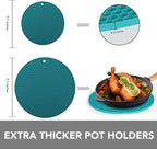 Joyhalo Trivets for Hot Dishes - Hot Pads for Kitchen, Silicone Pot Holders for Hot Pots and Pans, Silicone Mats for Kitchen Countertops, Table, Flexible Easy to Wash and Dry, Green