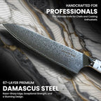 VG-10 Damascus Chef Knife – 8 Inch Japanese Kitchen Knife with 67-Layer Steel, Ultra-Sharp Blade, Ergonomic White Turquoise Handle, Gift Box Included