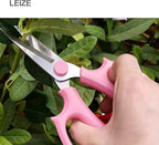 Leize Flower Scissors, Premium Thickened Stainless Steel Floral Shears, Strong Pruner for Flowers, Branches and Leaves (Blue Slender)