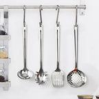 18/8 Stainless Steel Cooking Utensils Set, Spatula Set Kitchen Wok Utensils Set, Include Soup Ladle,Spaghetti Server,Slotted Spatula Turner,Skimmer(Dishwasher Safe, Mirror Polished)