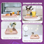 Gifturbo Pink Square Decorative Tray,Serving Tray with Handles with Gold Trimming Plastic Coffee Table Tray for Ottoman, Living Room, Home Decor,Bathroom with Gold Trimming, 13” x 13” x1.57”