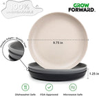 Grow Forward Premium Wheat Straw Plates and Bowls Sets - 8-Piece Wheat Straw Dinnerware Sets - Unbreakable & Reusable Microwave Safe Plastic Dinner Plates for Outdoors, RV, Camping Dishes - Moonlight