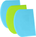 SURDOCA Dough Scraper Bench Scraper - 3P 5.9x4.3" Plastic Flexible Bowl Scraper, Sharp Edge & Angles Cake Scraper. Non-Slip Bakeware Decorating Tools Sculpting & Modeling Tools - Blue+Green+Blue
